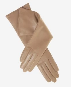Leonora (beige) - Italian Cashmere Lined 6-button Length Leather Gloves
