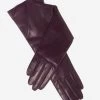 Leonora (black/grape) - Italian Cashmere Lined 6-button Length Leather Gloves