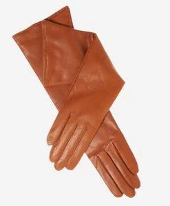 Leonora (cognac) - Italian Cashmere Lined 6-button Length Leather Gloves