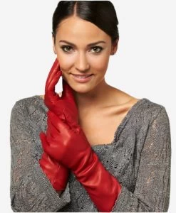 Leonora (red) - Italian Cashmere Lined 6-button Length Leather Gloves 11 Leonora (red) - Italian Cashmere Lined 6-button Length Leather Gloves -Fratelli Orsini Shop fc02w6red v1 l