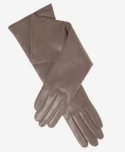 Leonora (taupe) - Italian Cashmere Lined 6-button Length Leather Gloves