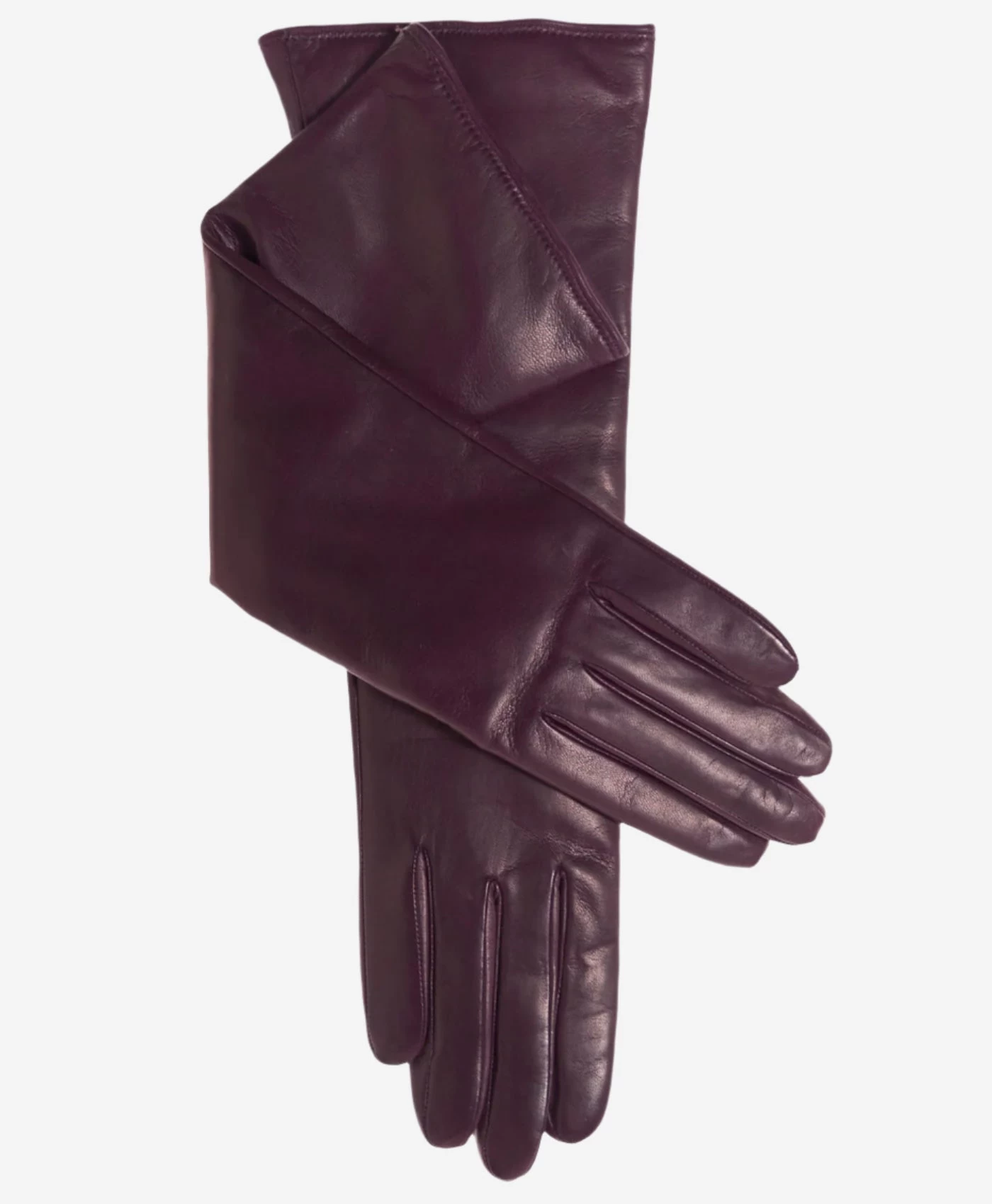 Leonora (black/grape) - Italian "8 Button Length" Cashmere Lined Leather Gloves 1 Leonora (black/grape) - Italian "8 Button Length" Cashmere Lined Leather Gloves