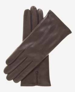 FC04 (dark Brown) - Women's Italian Cashmere Lined Leather Gloves