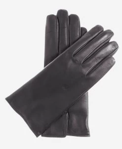 FC05 (black) - Women's Short Fingered Cadet Italian Cashmere Lined Leather Gloves