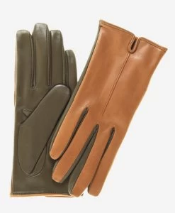 FC34 (camel) - Women's Touchscreen Italian Cashmere Lined Leather Gloves