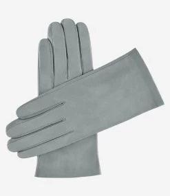 Sofia (light Grey) - Italian Lambskin Leather Gloves With Silk Lining