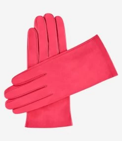Sofia (coral) - Italian Lambskin Leather Gloves With Silk Lining