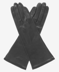 FS01W4 (black) - Italian "4 Button Length" Silk Lined Leather Gloves