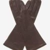 FS01W4 (brown) - Italian "4 Button Length" Silk Lined Leather Gloves