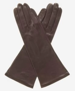 FS01W4 (brown) - Italian "4 Button Length" Silk Lined Leather Gloves