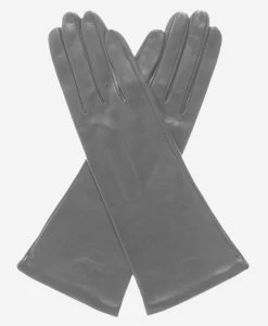 FS01W4 (grey) - Italian "4 Button Length" Silk Lined Leather Gloves
