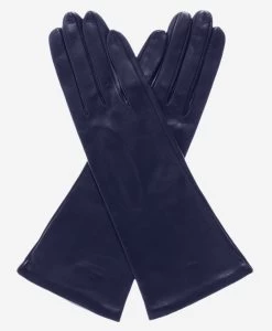 FS01W4 (navy) - Italian "4 Button Length" Silk Lined Leather Gloves