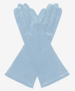 FS01W4 (sky) - Italian "4 Button Length" Silk Lined Leather Gloves