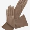 Elena (taupe) - Italian Silk Lined 6-button Length Leather Opera Gloves