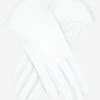 FS02 (white) - Women's Italian Silk Lined Leather Gloves With Curved Hem