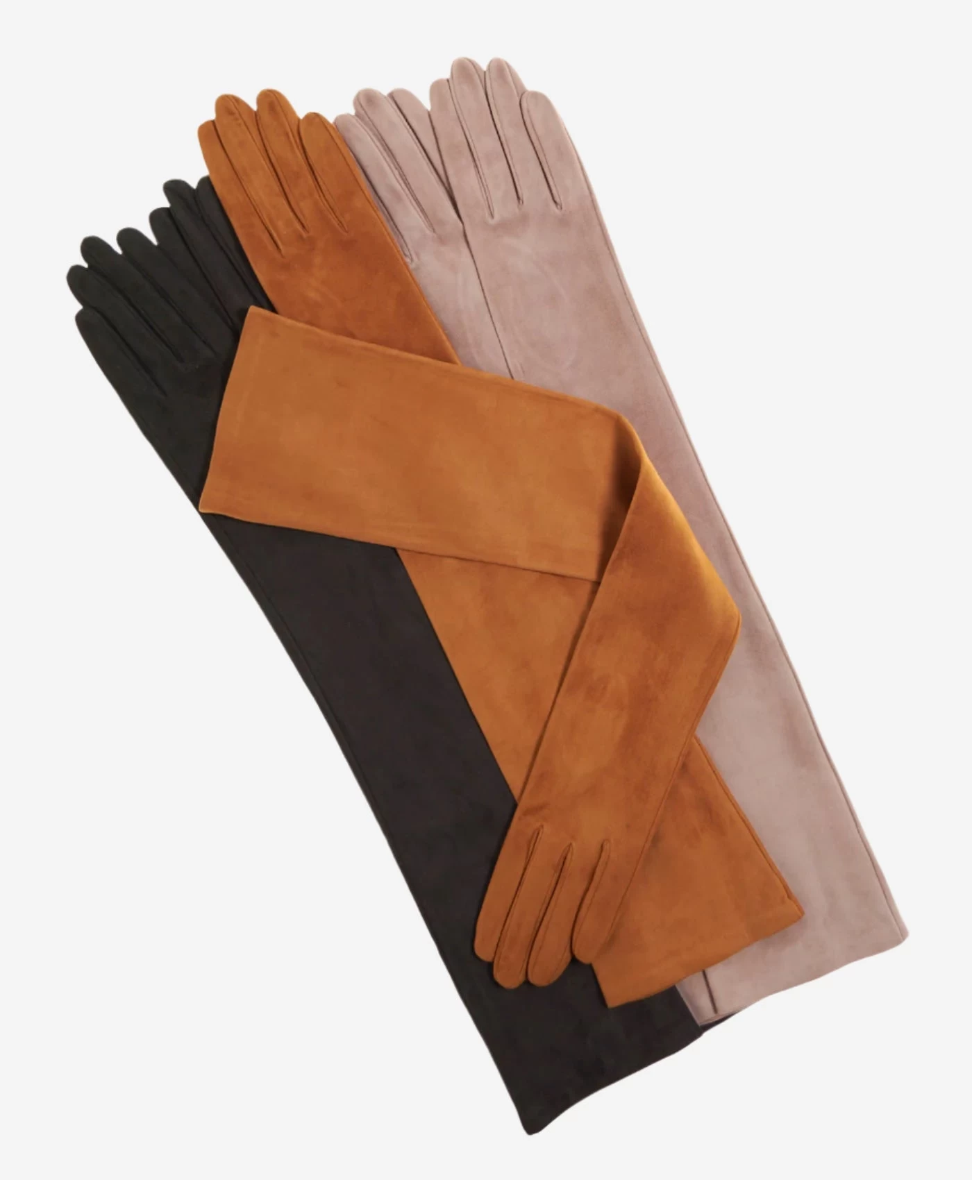 FS15W16SUEDE (black) - Italian Silk Lined Suede Opera Gloves - 16-button Length 2 FS15W16SUEDE (black) - Italian Silk Lined Suede Opera Gloves - 16-button Length - Image 2