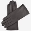 Isabella (charcoal) - Italian Lambskin Leather Gloves With Cashmere Lining