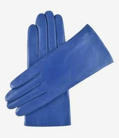 Isabella (high Blue) - Italian Lambskin Leather Gloves With Cashmere Lining