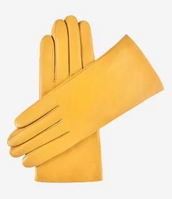 Isabella (yellow) - Italian Lambskin Leather Gloves With Cashmere Lining