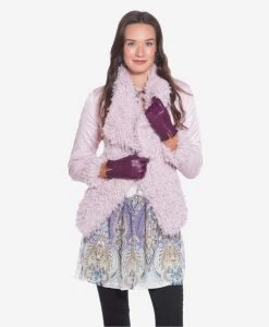 Margherita (eggplant) - Italian Lambskin Leather Gloves With Cashmere Lining -Fratelli Orsini Shop p2666weggp 1 l