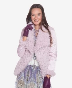 Margherita (eggplant) - Italian Lambskin Leather Gloves With Cashmere Lining -Fratelli Orsini Shop p2666weggp 2 l