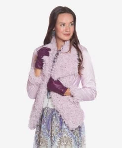 Margherita (eggplant) - Italian Lambskin Leather Gloves With Cashmere Lining -Fratelli Orsini Shop p2666weggp 3 l