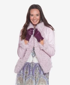 Margherita (eggplant) - Italian Lambskin Leather Gloves With Cashmere Lining -Fratelli Orsini Shop p2666weggp 4 l