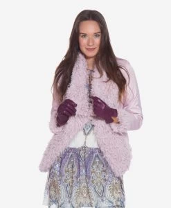 Margherita (eggplant) - Italian Lambskin Leather Gloves With Cashmere Lining -Fratelli Orsini Shop p2666weggp 5 l